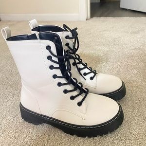 White Combat Boot